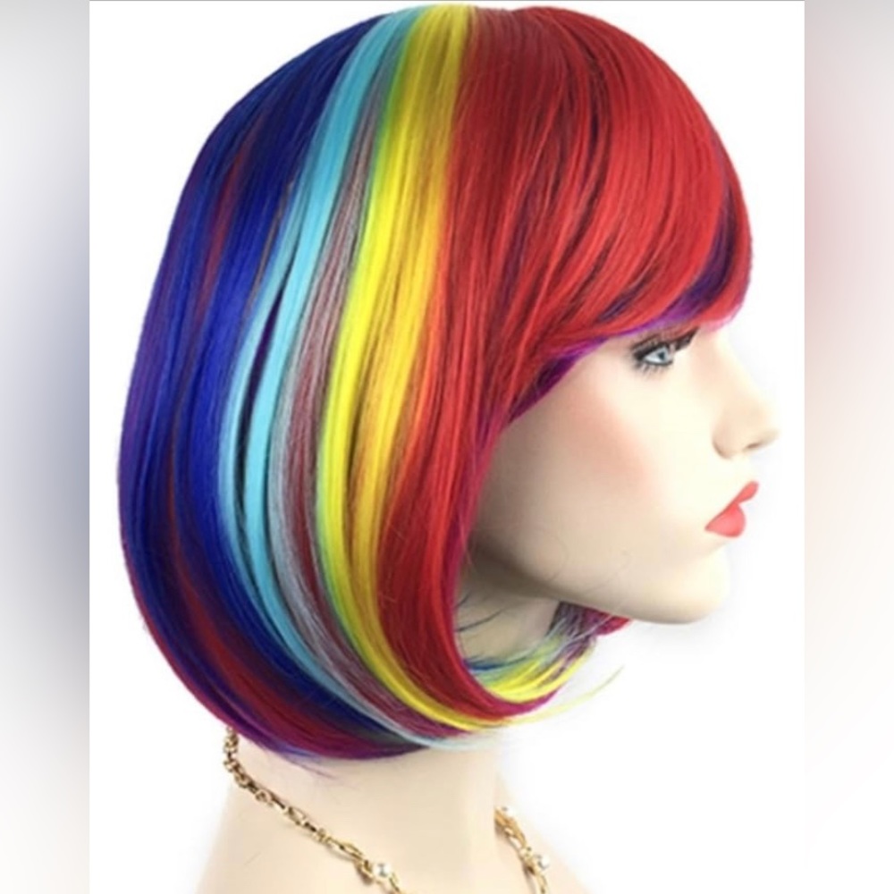 Rainbow wig with cap